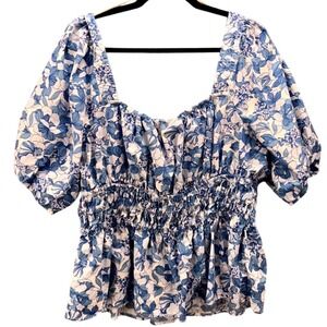Gap Milkmaid Floral Top Blue XLT‎
